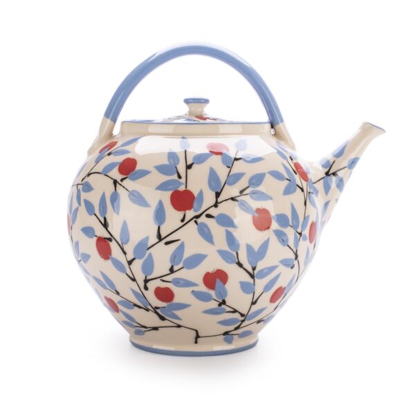 Ръчно изработен керамичен чайник от дизайн "Сини Ябълки"
